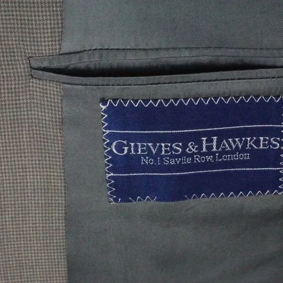 Gieves & Hawkes Savile Row Dover 1005 Wool Gray Brown Plaid Sport Coat Sz 42R